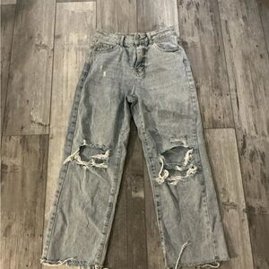 SHEIN Blue Relaxed Distressed Jeans